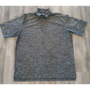FootJoy FJ Pebble Beach Polo Golf Shirt Mens 2XL Gray Stripel Stretch geometric